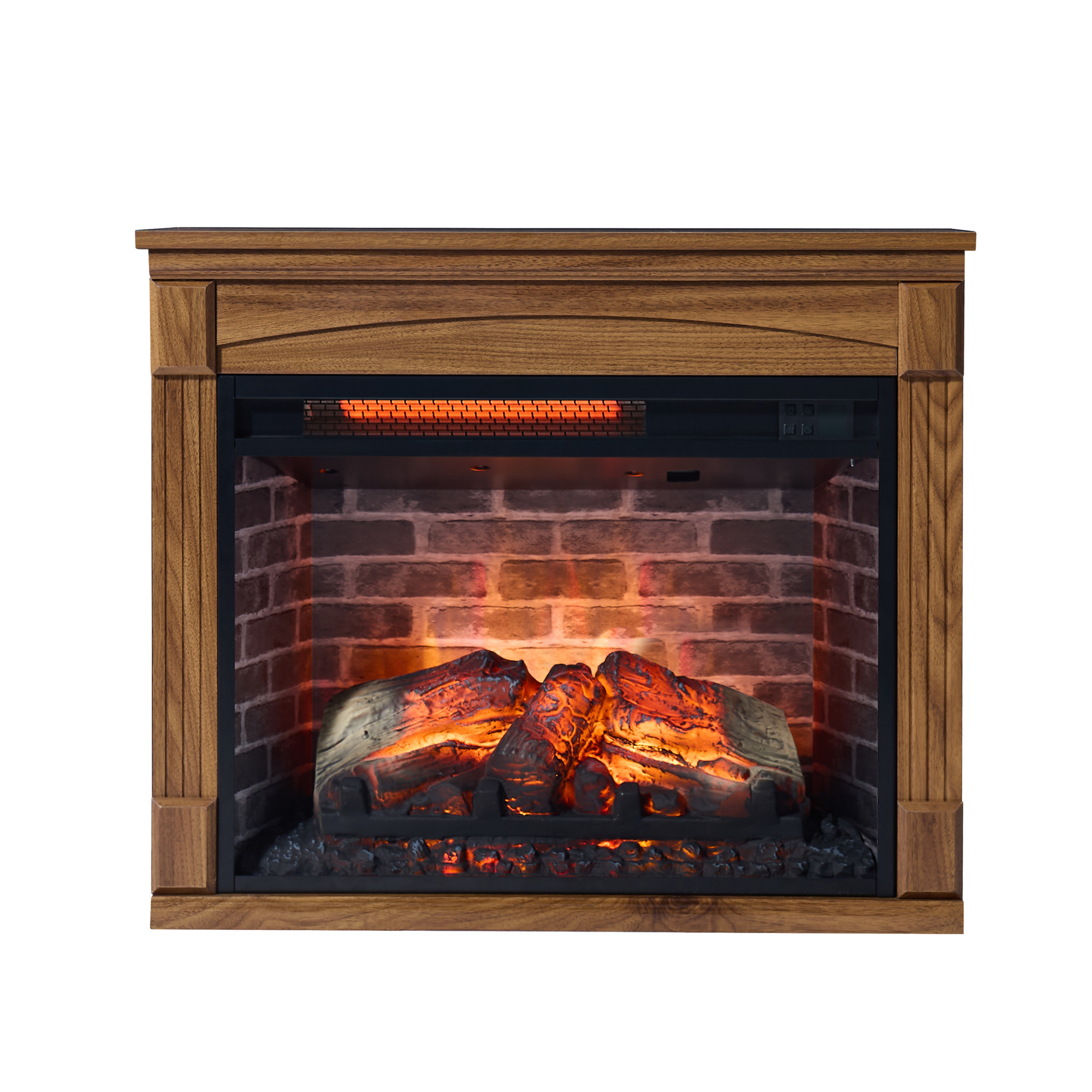 EdenDirect 28in. Electric Fireplace with Mantel — Freestanding, Realistic Flame & Logs, Remote Control, Timer, 4 Adjustable Flame Brightness, Model# NTEP213565
